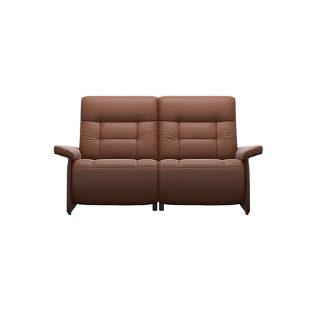 Stressless Mary Wood 2-Seater Sofa with 2 Power Seats in Paloma New Cognac, Brown, front view