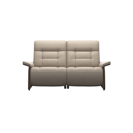 Stressless Mary Wood 2-Seater Sofa with 2 Power Seats in Paloma Mushroom, Brown, front view