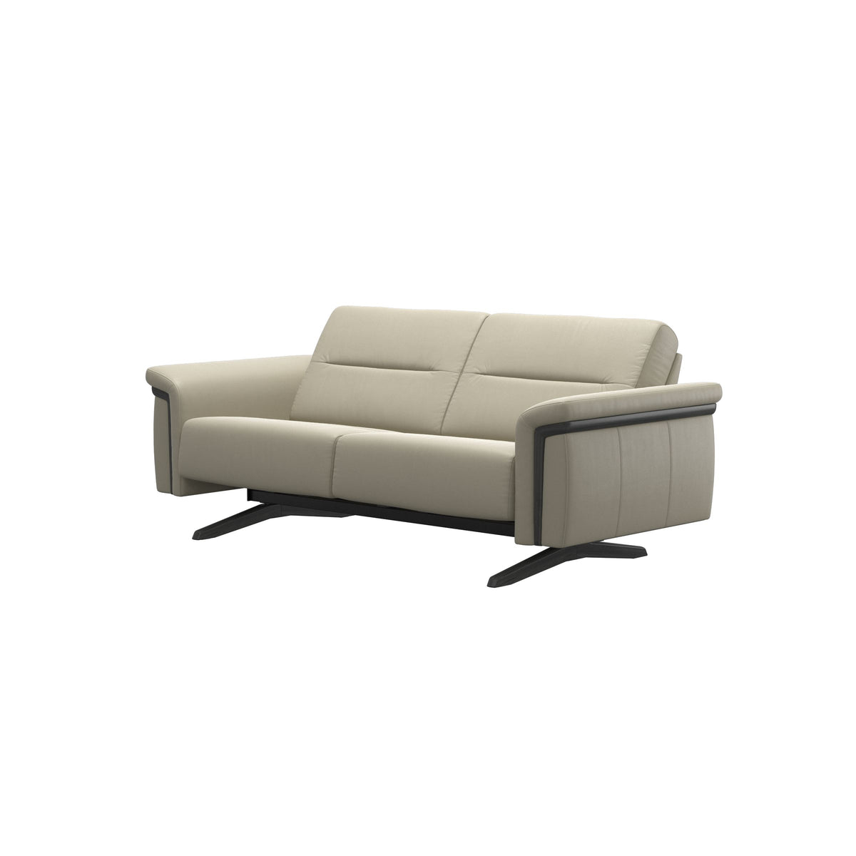 Stressless Stella Wood 2-Seater Sofa in Paloma Light Grey, Grey, side view