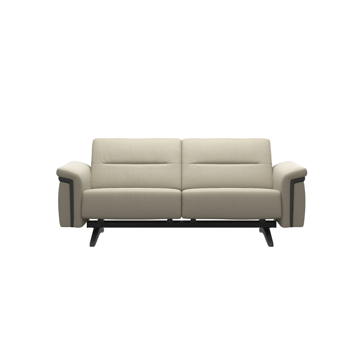 Stressless Stella Wood 2-Seater Sofa in Paloma Light Grey, Grey, front view