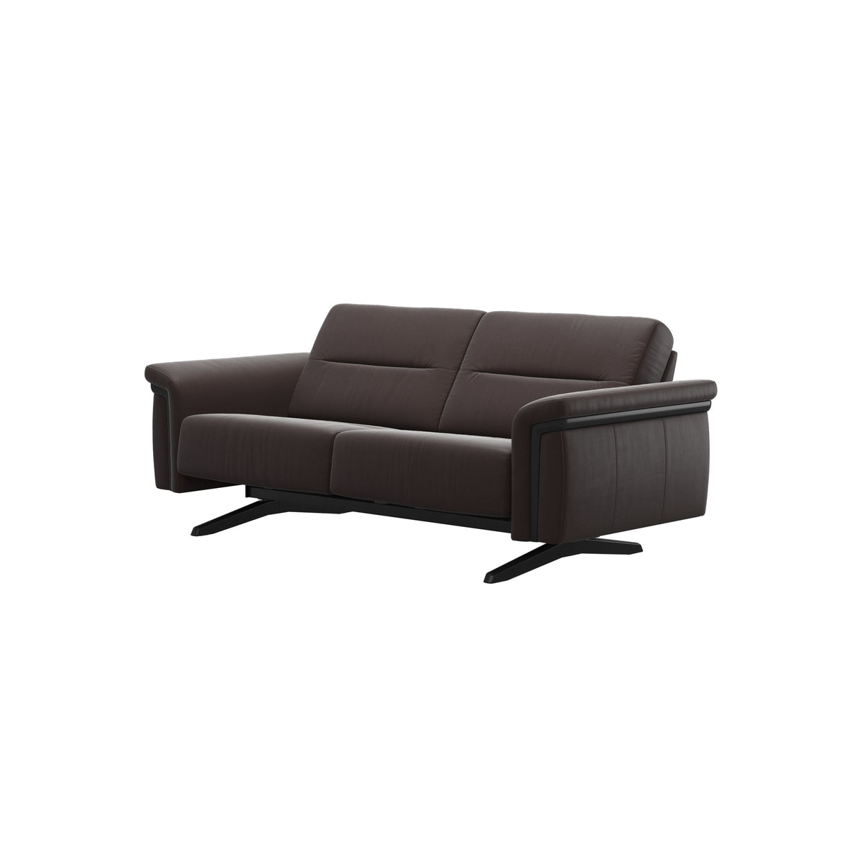 Stressless Stella Wood 2-Seater Sofa in Paloma Chocolate, Black, side view