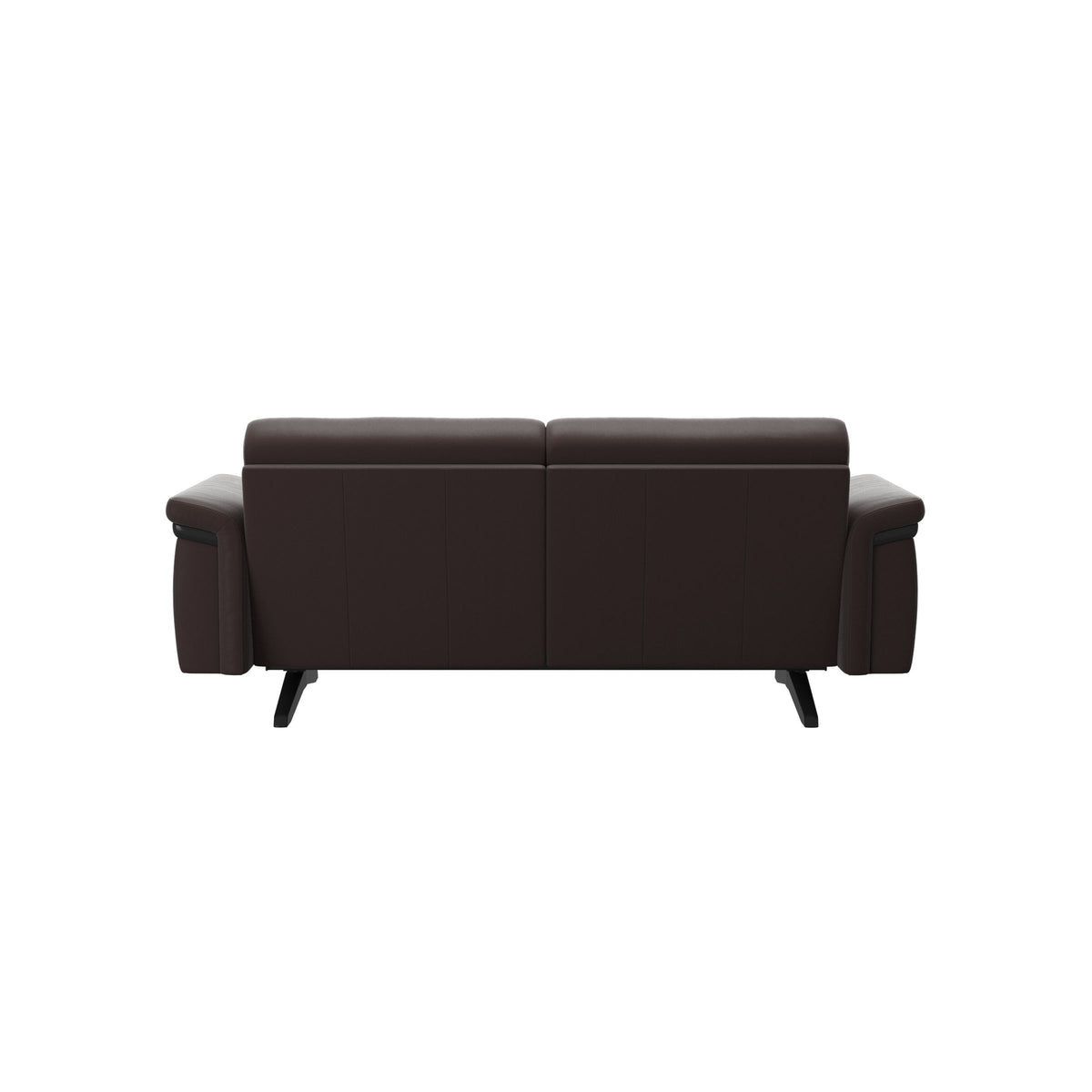 Stressless Stella Wood 2-Seater Sofa in Paloma Chocolate, Black, rear three-quarter view