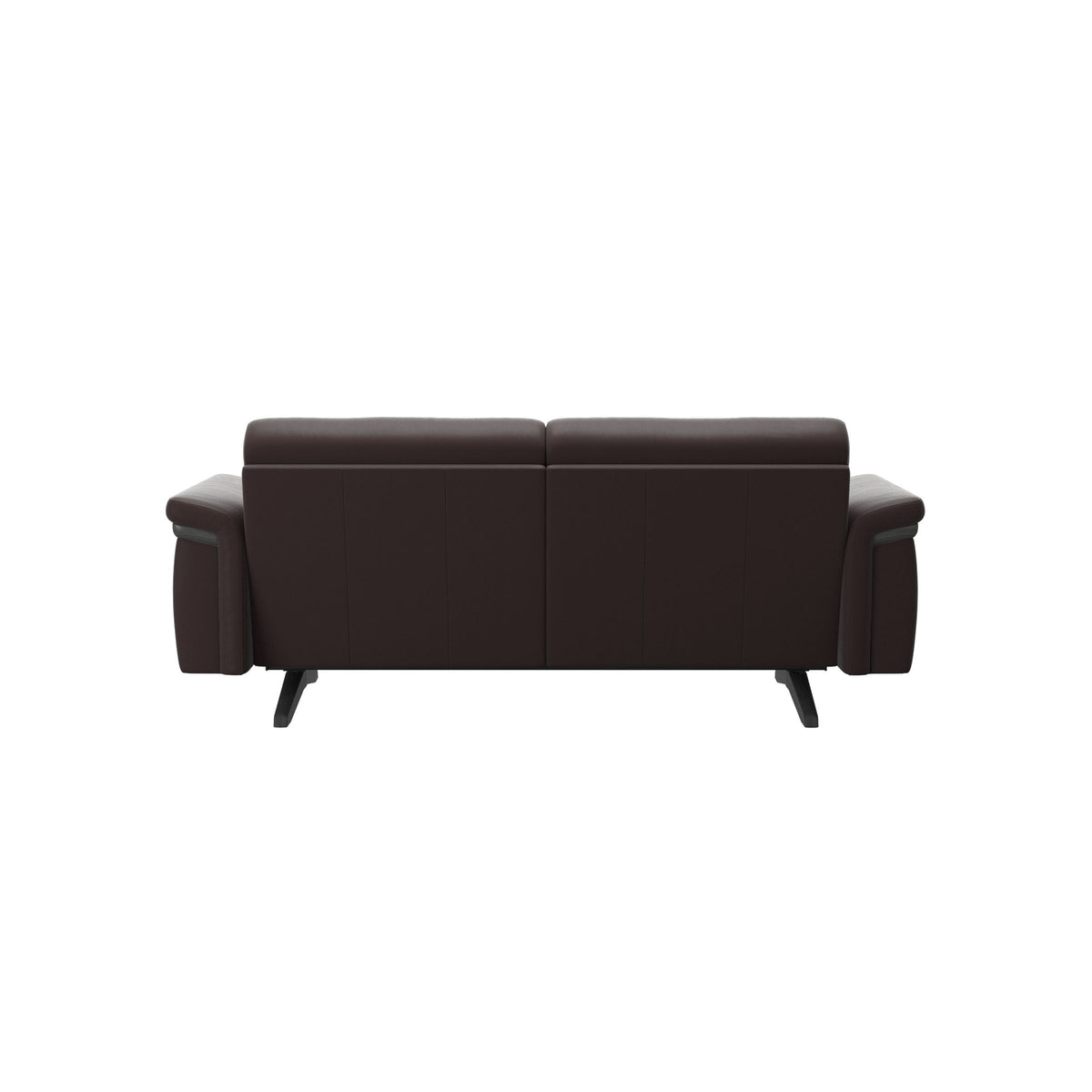 Stressless Stella Wood 2-Seater Sofa in Paloma Chocolate, Grey, rear three-quarter view