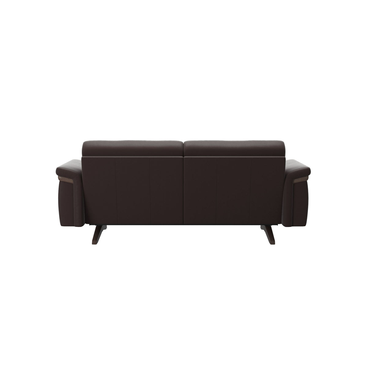 Stressless Stella Wood 2-Seater Sofa in Paloma Chocolate, Wenge, rear three-quarter view