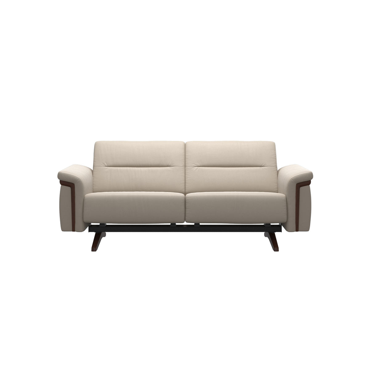 Stressless Stella Wood 2-Seater Sofa in Paloma Fog, Brown, front view