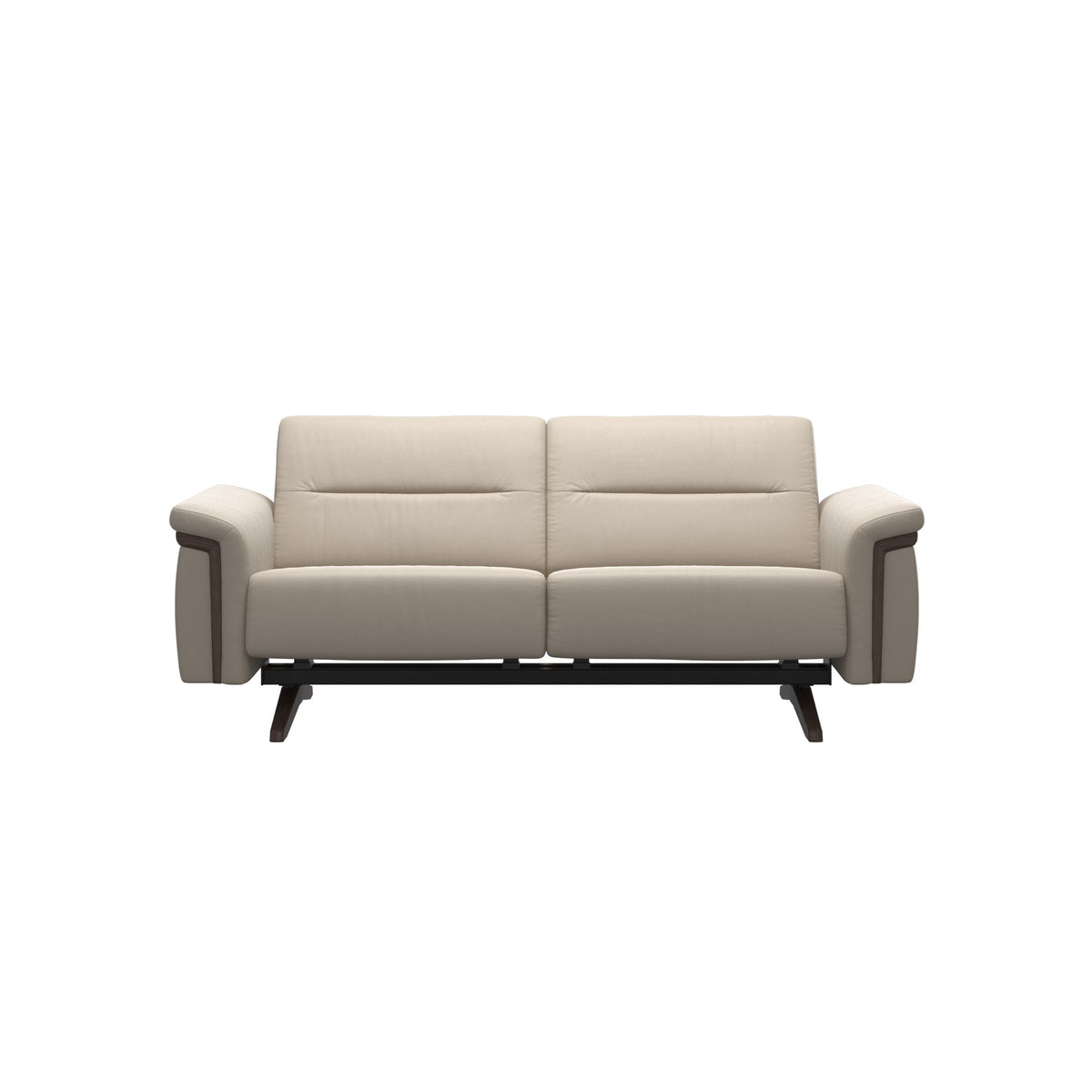 Stressless Stella Wood 2-Seater Sofa in Paloma Fog, Wenge, front view