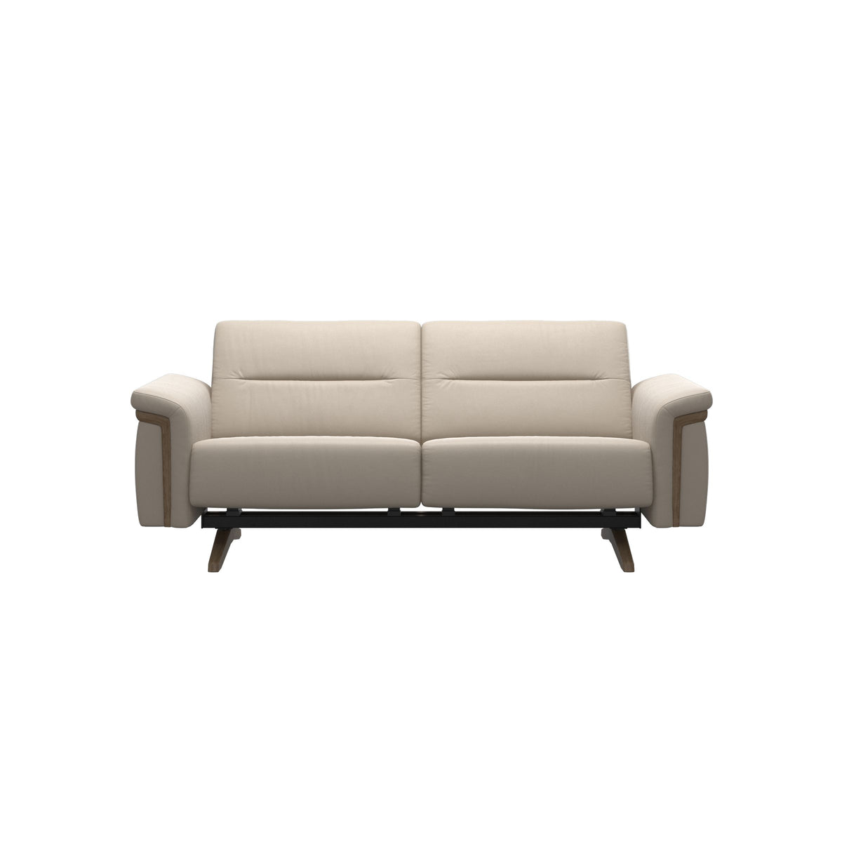 Stressless Stella Wood 2-Seater Sofa in Paloma Fog, Smoked Oak, front view