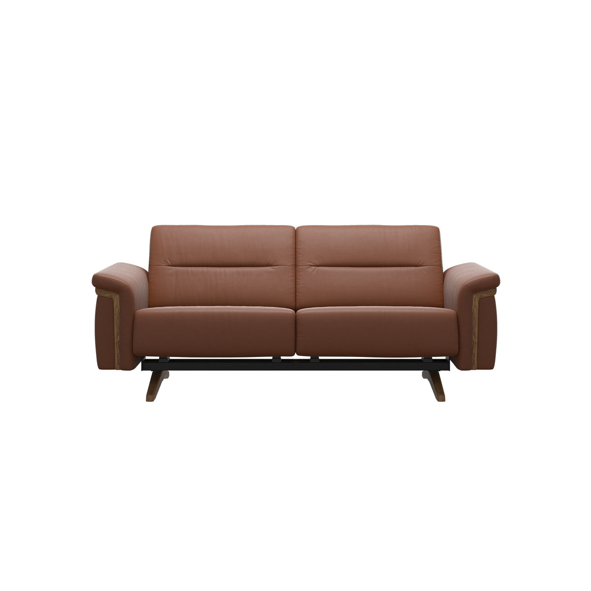 Stressless Stella Wood 2-Seater Sofa in Paloma New Cognac, Teak, front view