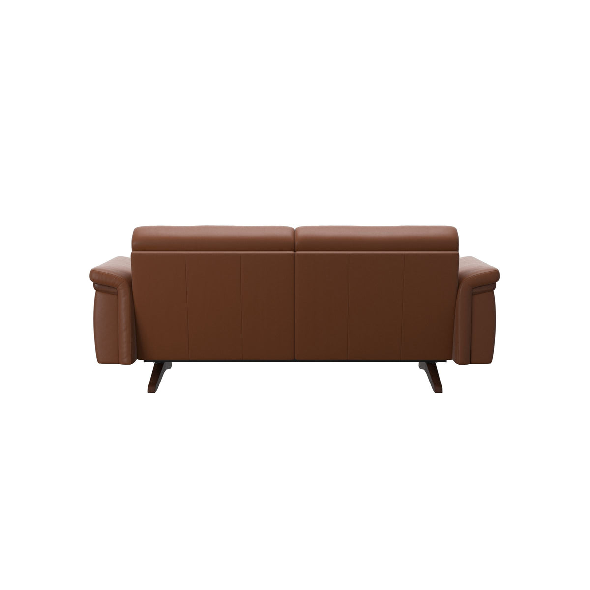 Stressless Stella Wood 2-Seater Sofa in Paloma New Cognac, Brown, rear three-quarter view