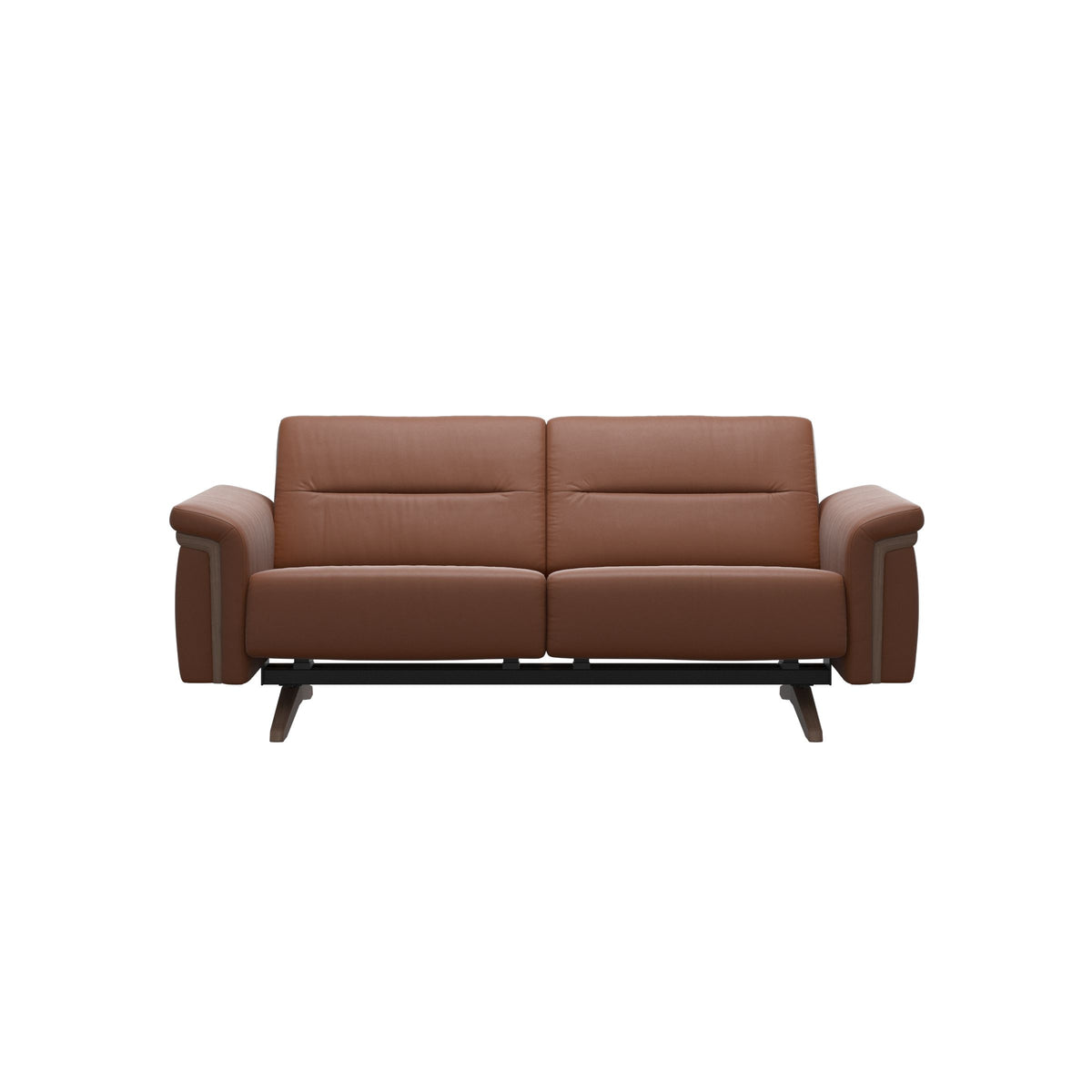 Stressless Stella Wood 2-Seater Sofa in Paloma New Cognac, Walnut, front view