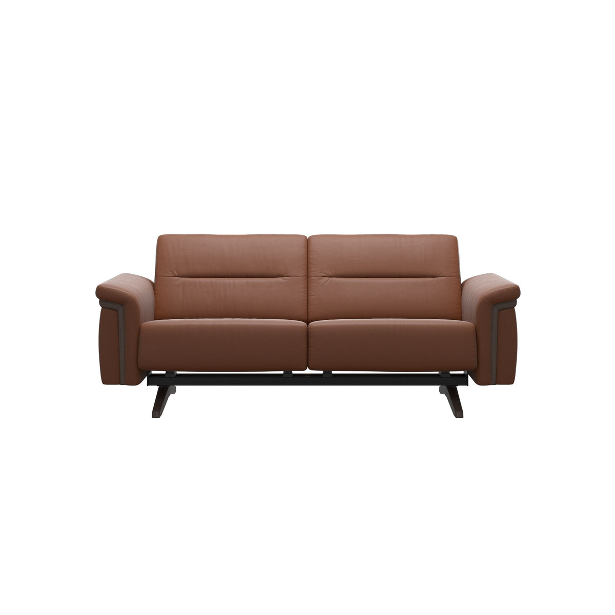Stressless Stella Wood 2-Seater Sofa in Paloma New Cognac, Wenge, front view
