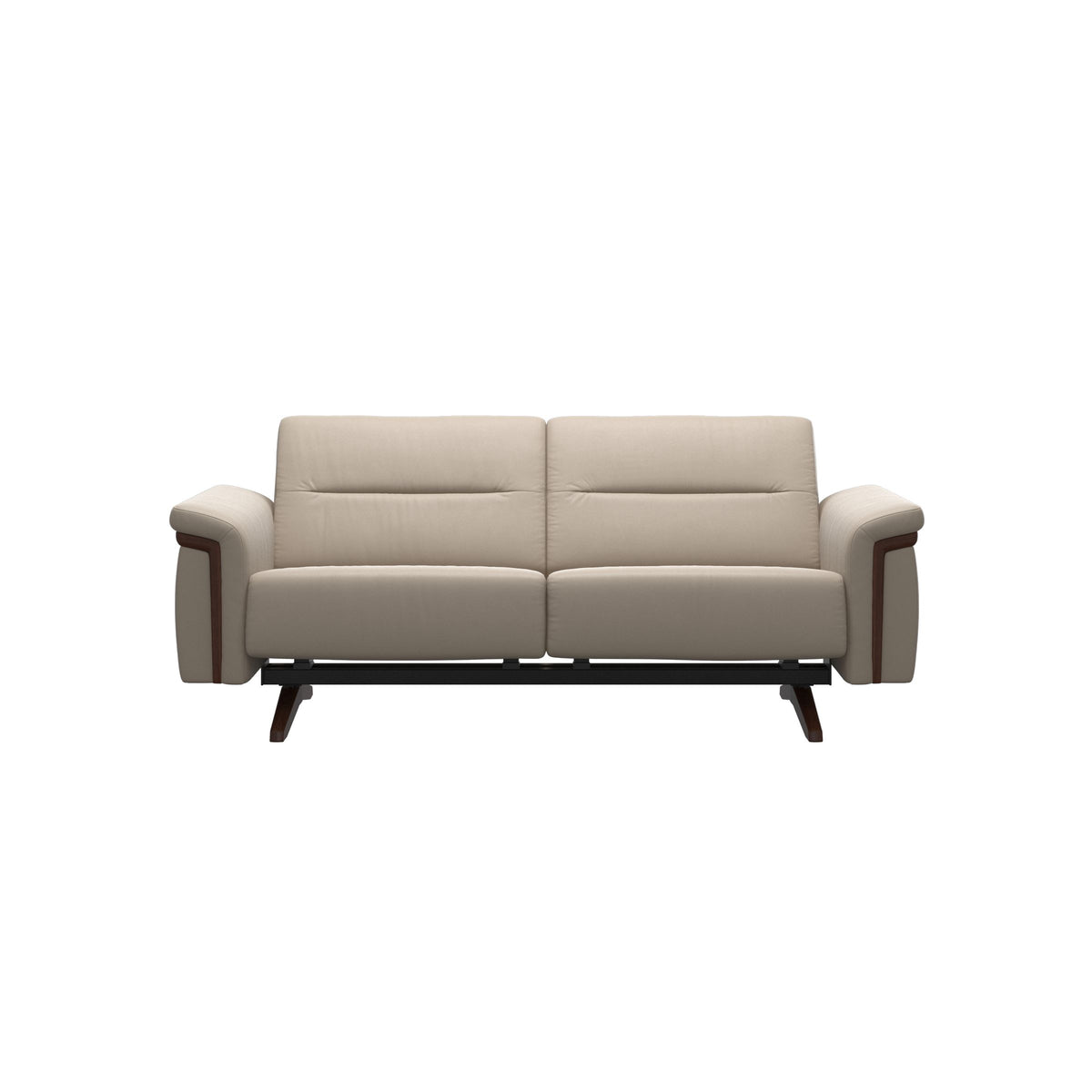 Stressless Stella Wood 2-Seater Sofa in Paloma Mushroom, Brown, front view
