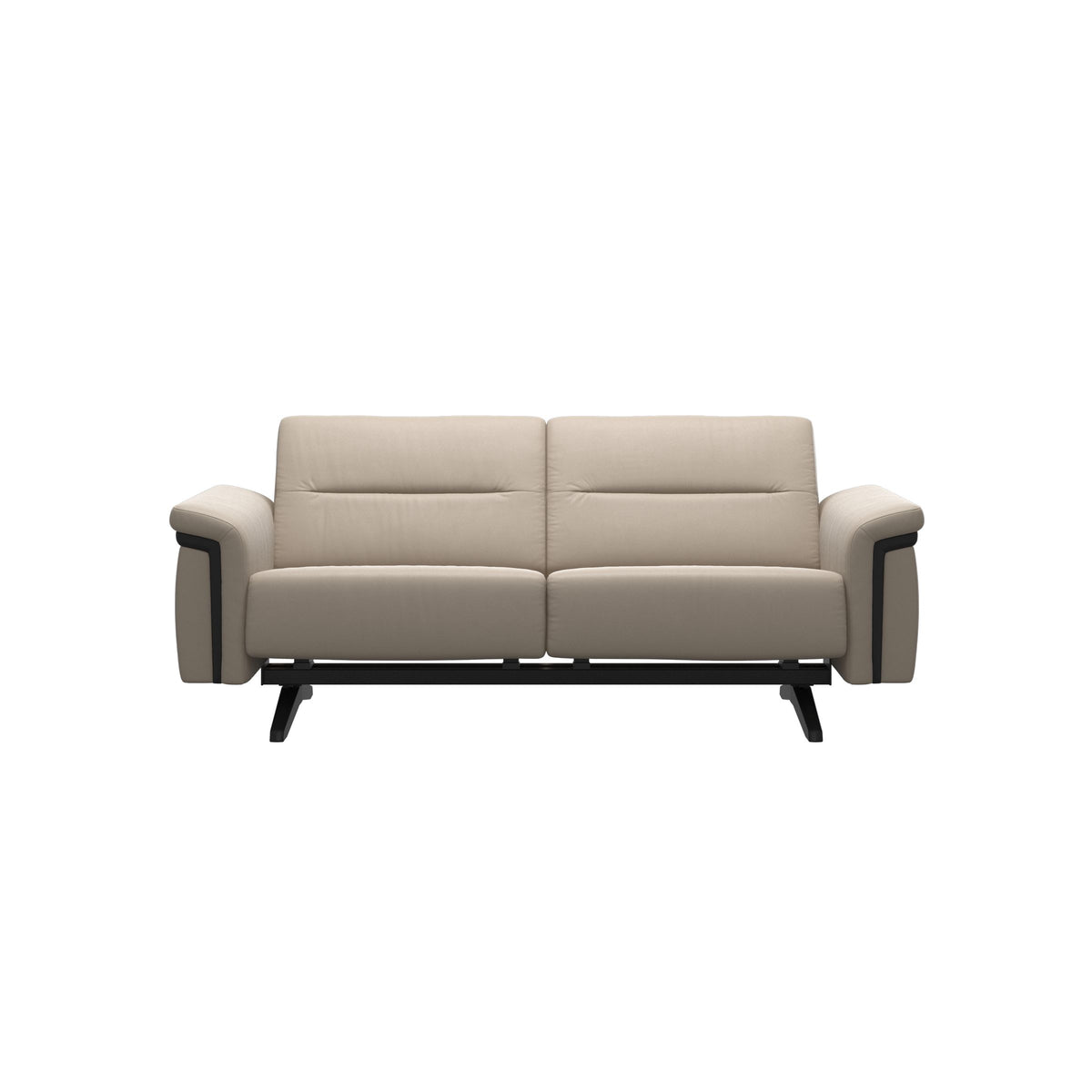 Stressless Stella Wood 2-Seater Sofa in Paloma Mushroom, Black, front view