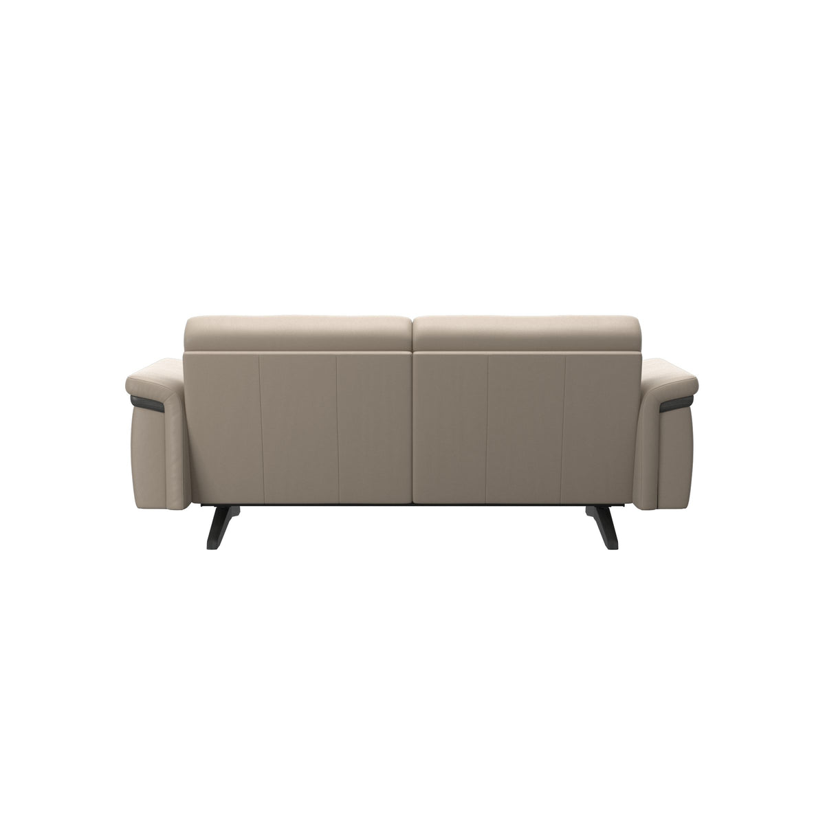 Stressless Stella Wood 2-Seater Sofa in Paloma Mushroom, Grey, rear three-quarter view