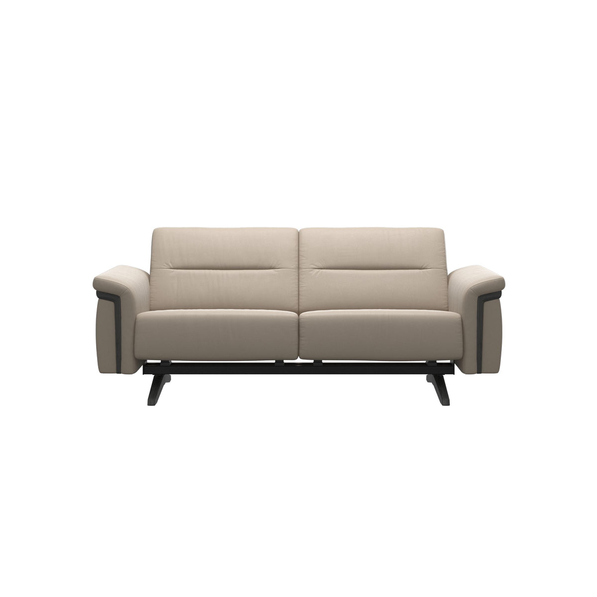 Stressless Stella Wood 2-Seater Sofa in Paloma Mushroom, Grey, front view