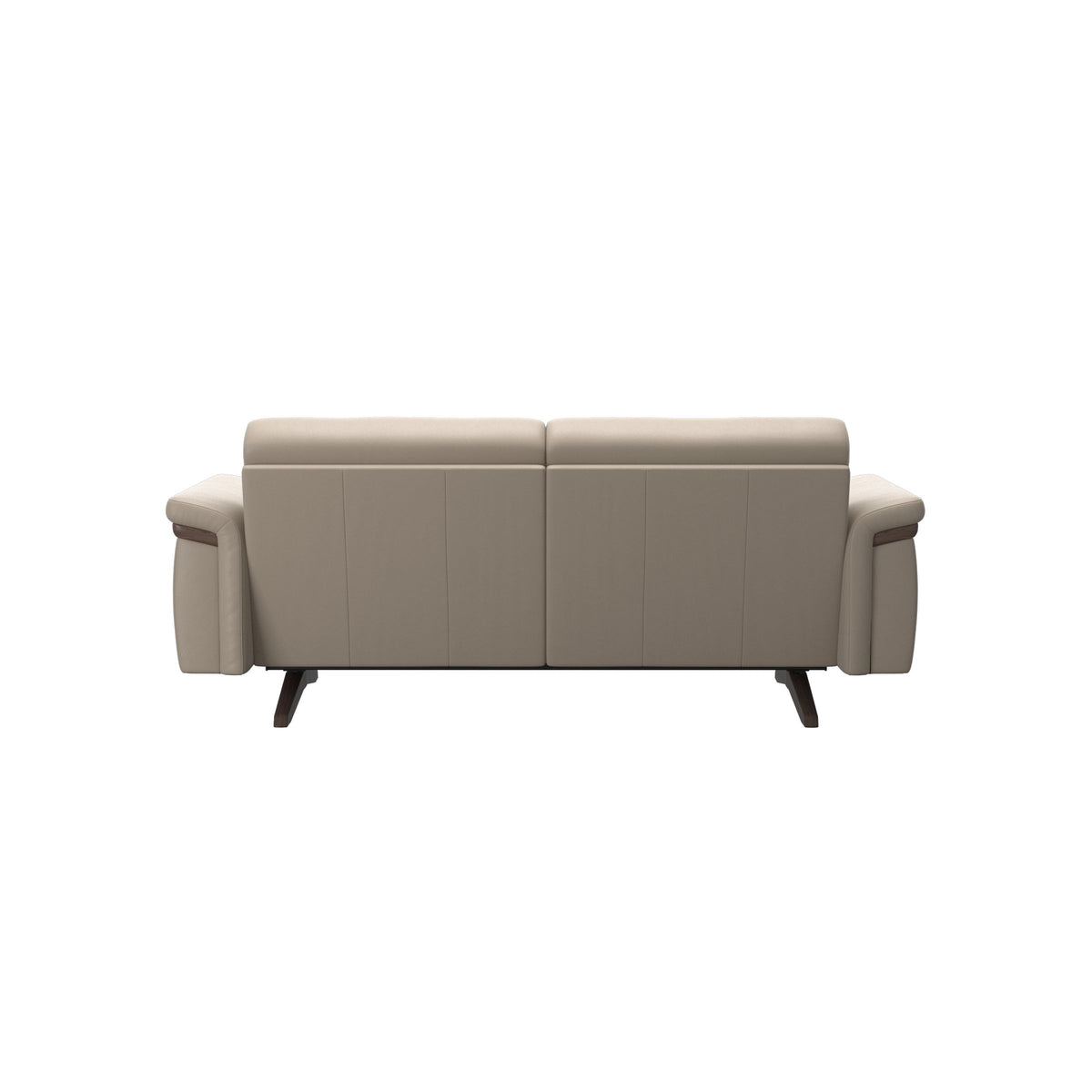 Stressless Stella Wood 2-Seater Sofa in Paloma Mushroom, Wenge, rear three-quarter view