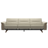 Stressless Stella Wood 3-Seater Sofa in Paloma Light Grey, front view, Teak wood