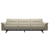 Stressless Stella Wood 3-Seater Sofa in Paloma Light Grey, front view, Oak wood