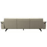 Stressless Stella Wood 3-Seater Sofa in Paloma Light Grey, rear three-quarter view, Black wood