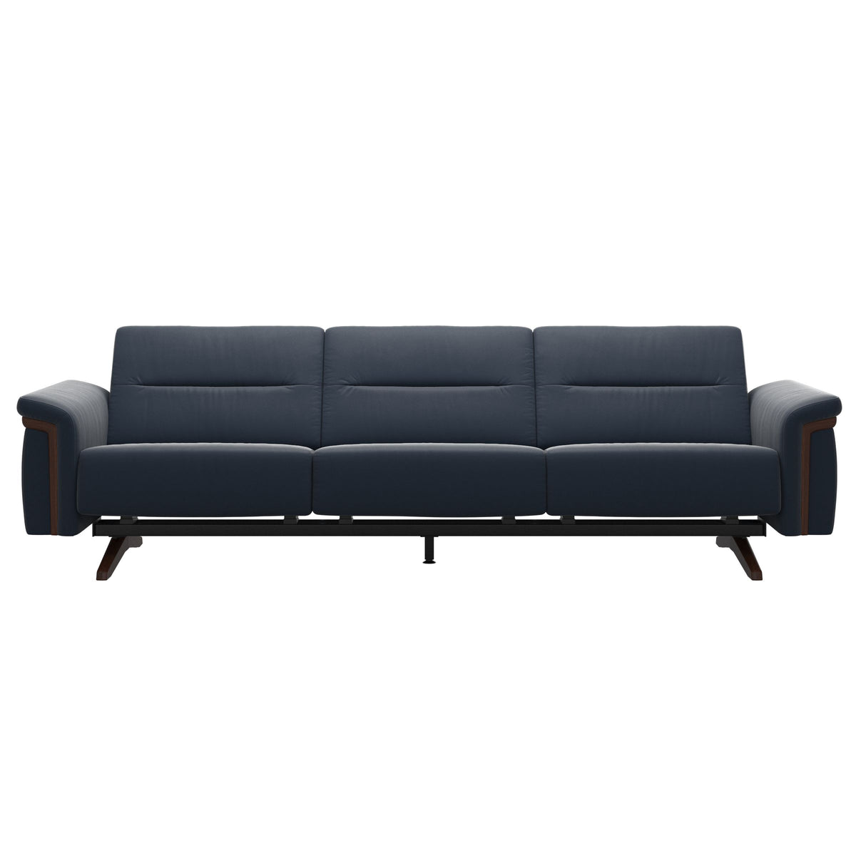 Stella Wood - 3-Seater Sofa - Paloma Oxford Blue - Brown