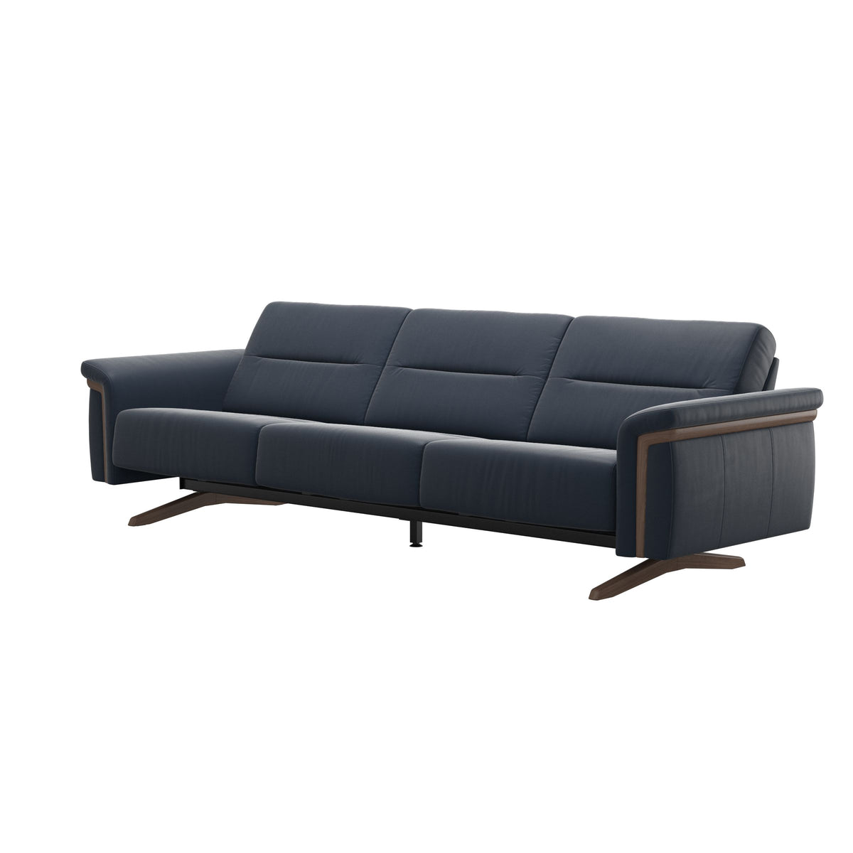 Stella Wood - 3-Seater Sofa - Paloma Oxford Blue - Walnut