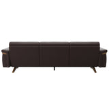 Stressless Stella Wood 3-Seater Sofa in Paloma Chocolate, rear three-quarter view, Teak wood