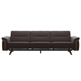 Stressless Stella Wood 3-Seater Sofa in Paloma Chocolate, front view, Teak wood