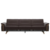 Stressless Stella Wood 3-Seater Sofa in Paloma Chocolate, front view, Oak wood