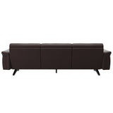 Stressless Stella Wood 3-Seater Sofa in Paloma Chocolate, rear three-quarter view, Black wood