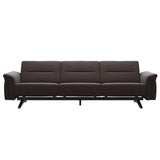 Stressless Stella Wood 3-Seater Sofa in Paloma Chocolate, front view, Black wood