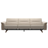 Stressless Stella Wood 3-Seater Sofa in Paloma Fog, front view, Teak wood