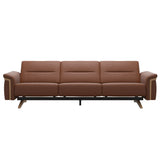 Stressless Stella Wood 3-Seater Sofa in Paloma New Cognac, front view, Oak wood