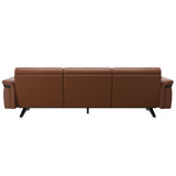 Stressless Stella Wood 3-Seater Sofa in Paloma New Cognac, rear three-quarter view, Black wood
