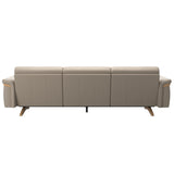 Stressless Stella Wood 3-Seater Sofa in Paloma Mushroom, rear three-quarter view, Oak wood
