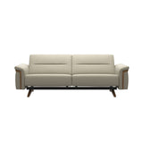 Stressless Stella Wood 2.5-Seater Sofa in Paloma Light Grey, front view, Teak wood