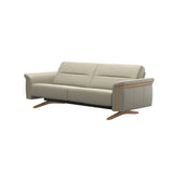 Stressless Stella Wood 2.5-Seater Sofa in Paloma Light Grey, side view, Oak wood