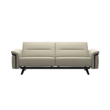 Stressless Stella Wood 2.5-Seater Sofa in Paloma Light Grey, front view, Black wood
