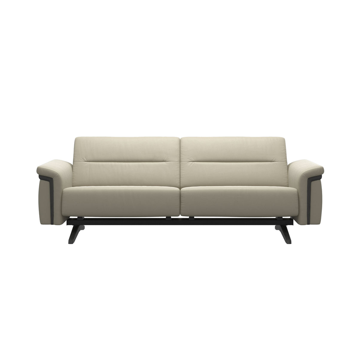 Stressless Stella Wood 2.5-Seater Sofa in Paloma Light Grey, Grey, front view