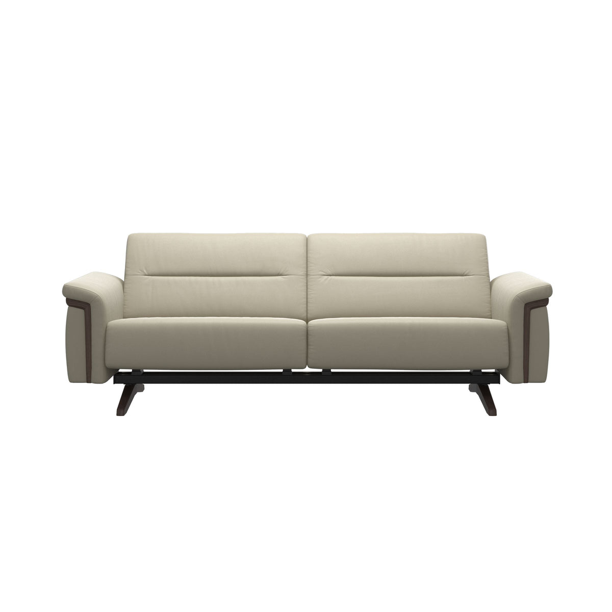 Stressless Stella Wood 2.5-Seater Sofa in Paloma Light Grey, Wenge, front view