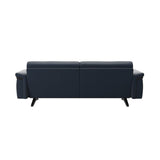 Stressless Stella Wood 2.5-Seater Sofa in Paloma Oxford Blue, rear three-quarter view, Black wood