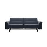 Stressless Stella Wood 2.5-Seater Sofa in Paloma Oxford Blue, front view, Black wood