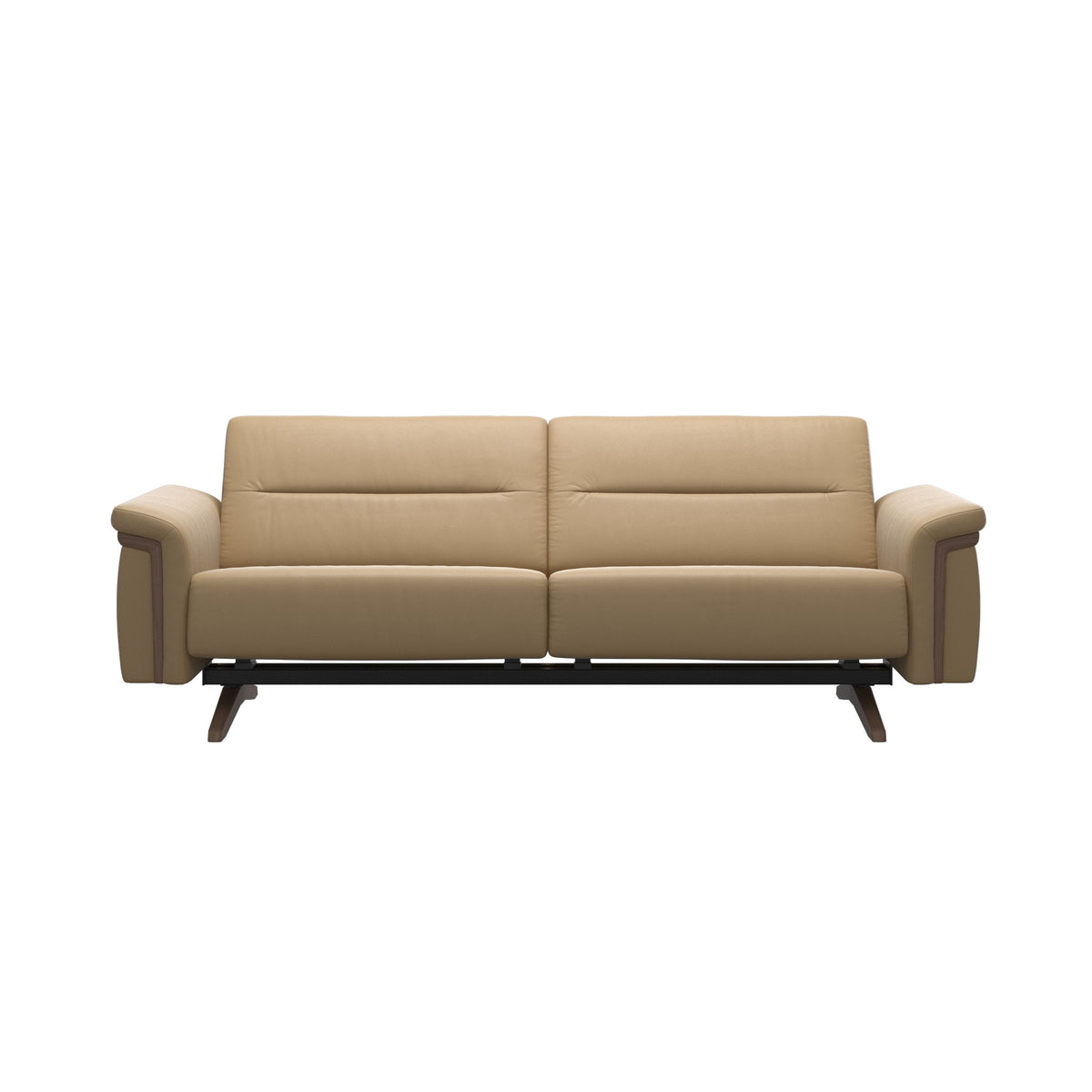 Stressless Stella Wood 2.5-Seater Sofa in Paloma Sand, Walnut, front view
