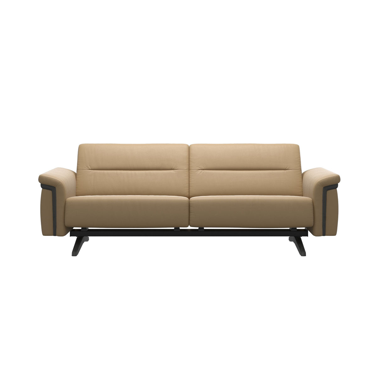 Stressless Stella Wood 2.5-Seater Sofa in Paloma Sand, Grey, front view