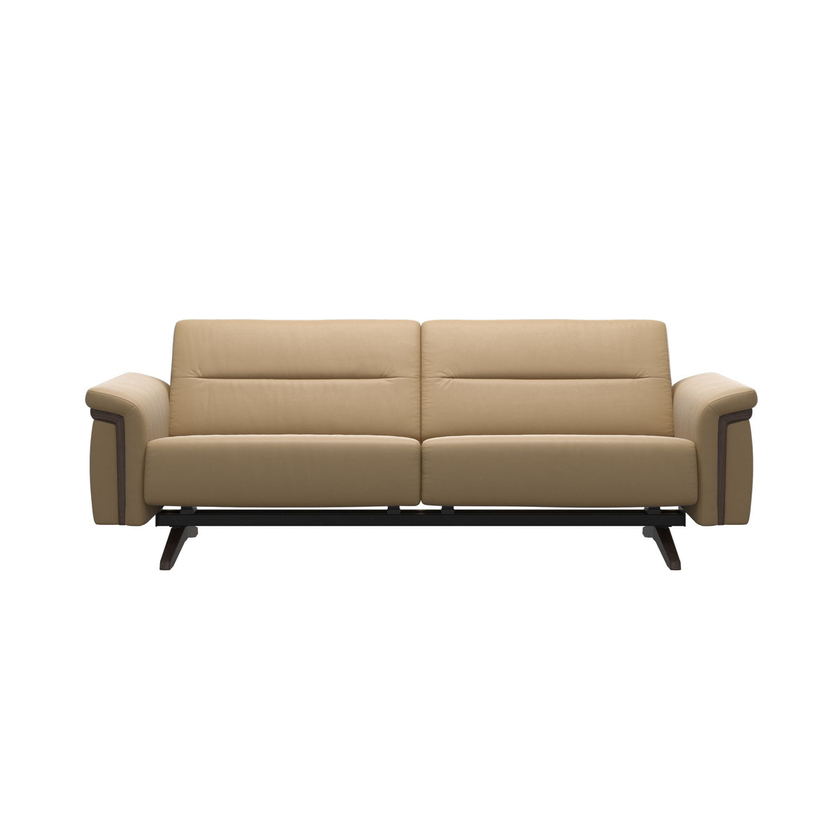 Stressless Stella Wood 2.5-Seater Sofa in Paloma Sand, Wenge, front view
