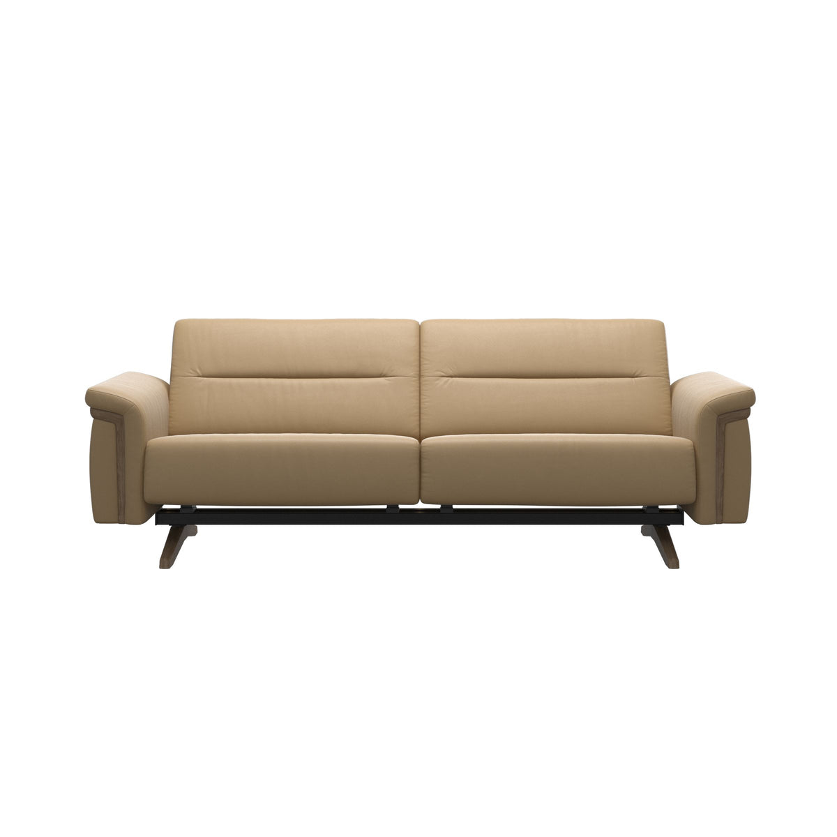 Stressless Stella Wood 2.5-Seater Sofa in Paloma Sand, Smoked Oak, front view