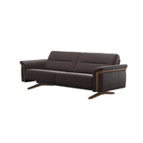 Stressless Stella Wood 2.5-Seater Sofa in Paloma Chocolate, side view, Teak wood