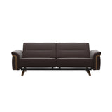 Stressless Stella Wood 2.5-Seater Sofa in Paloma Chocolate, front view, Teak wood