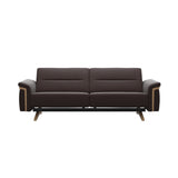 Stressless Stella Wood 2.5-Seater Sofa in Paloma Chocolate, front view, Oak wood