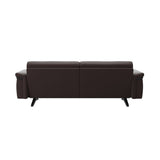 Stressless Stella Wood 2.5-Seater Sofa in Paloma Chocolate, rear three-quarter view, Black wood
