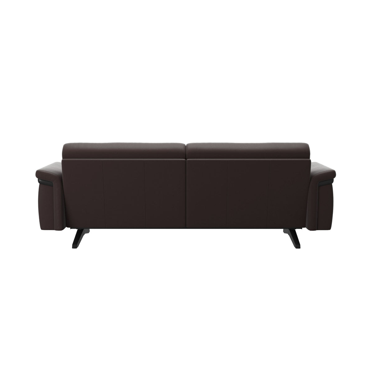 Stressless Stella Wood 2.5-Seater Sofa in Paloma Chocolate, rear three-quarter view, Black wood